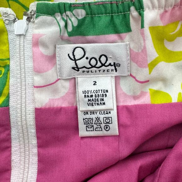 LILLY PULITZER White Multicolor Summer Patchwork Halter Dress Size 2 Sirens - Picture 7 of 10